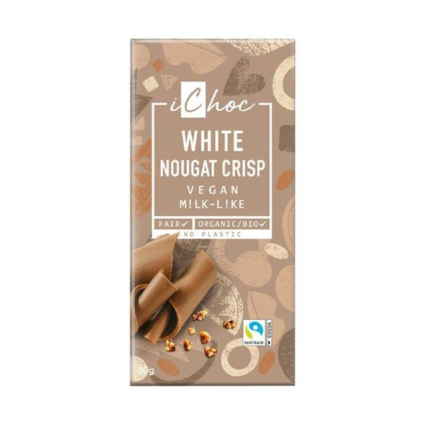 Biela vegánska čokoláda nugátová, iChoc