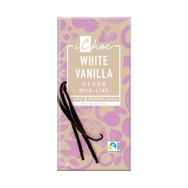 Biela vegánska čokoláda s vanilkou, iChoc