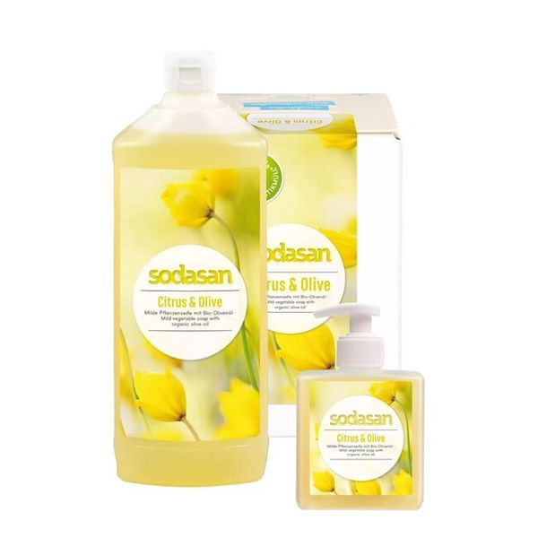 Tekuté mydlo na ruky citrón - oliva BIO, Sodasan